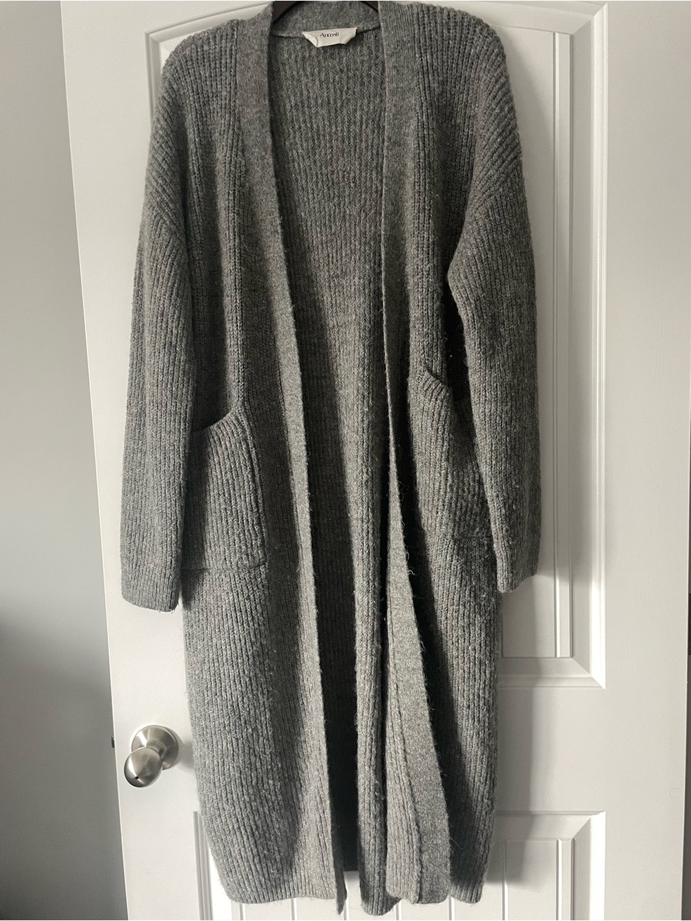 Ancosti Long Wool-Blend Ribbed Cardigan Duster Sweater - Gray